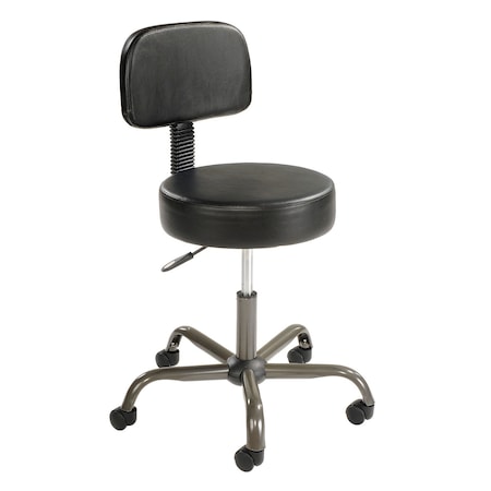 Interion By Global Industrial Interion AntiMicrobial Medical Stool with Backrest, Vinyl, Black 240160BK